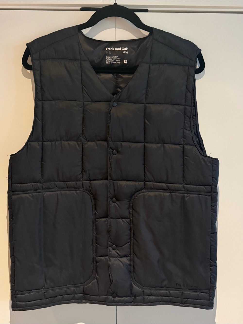 Frank & Oak Men's Black Quilted Puffer Vest